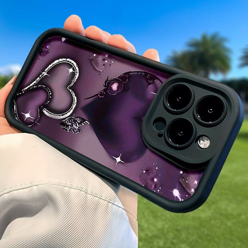 Heart pattern mobile phone case, embellished with sparkling stars and floral designs, suitable for iPhone 16, 15, 14, 13, 12, 11 Pro models, TPU material, shockproof protection. It is a great gift for family, friends, children, birthdays, Spring Festival, holidays, boyfriends, girlfriends and Valentine's Day.