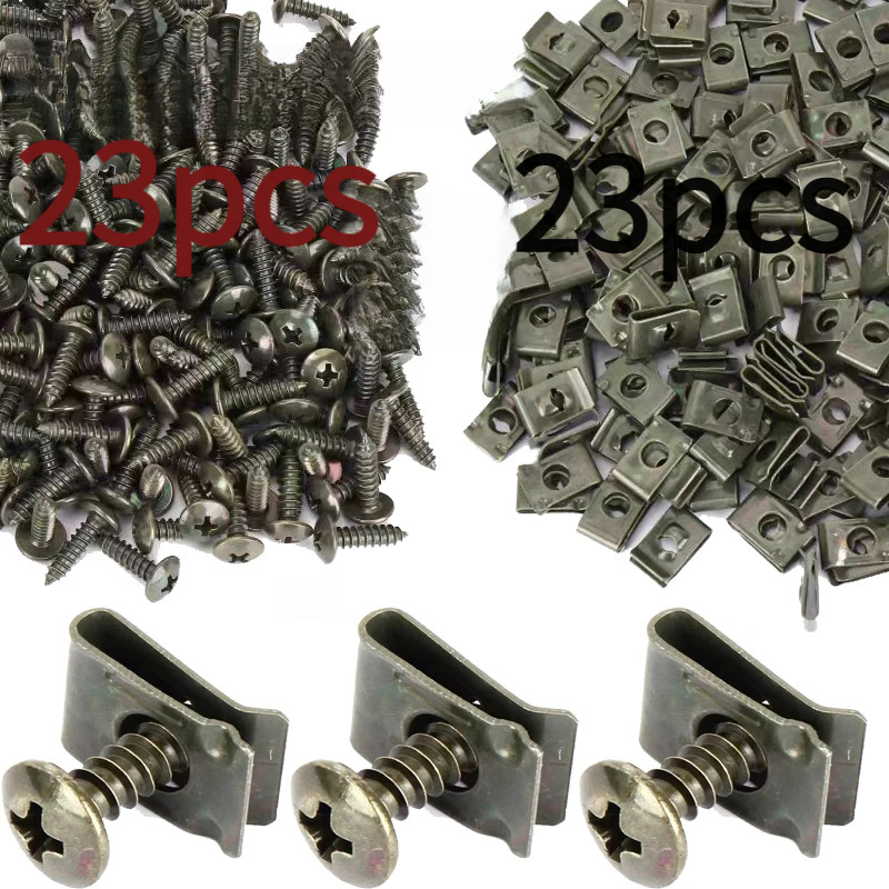 TEMU 46 pièces/ 23 jeux de kits de vis à collier en U pour automobiles, attaches auto-serrantes, clips de et supports de fixation de panneaux de