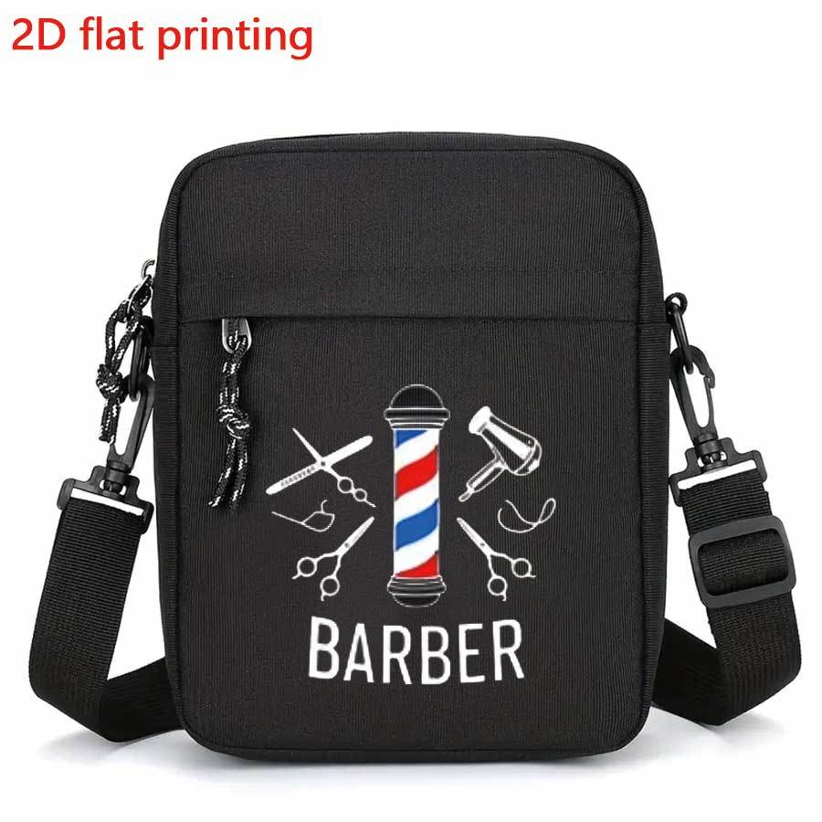 TEMU Men's Shoulder Bag | Barber Theme Print Men's Crossbody Bag - Adjustable Shoulder Strap, Zipper Closure, Stylish And Durable Lining, Large