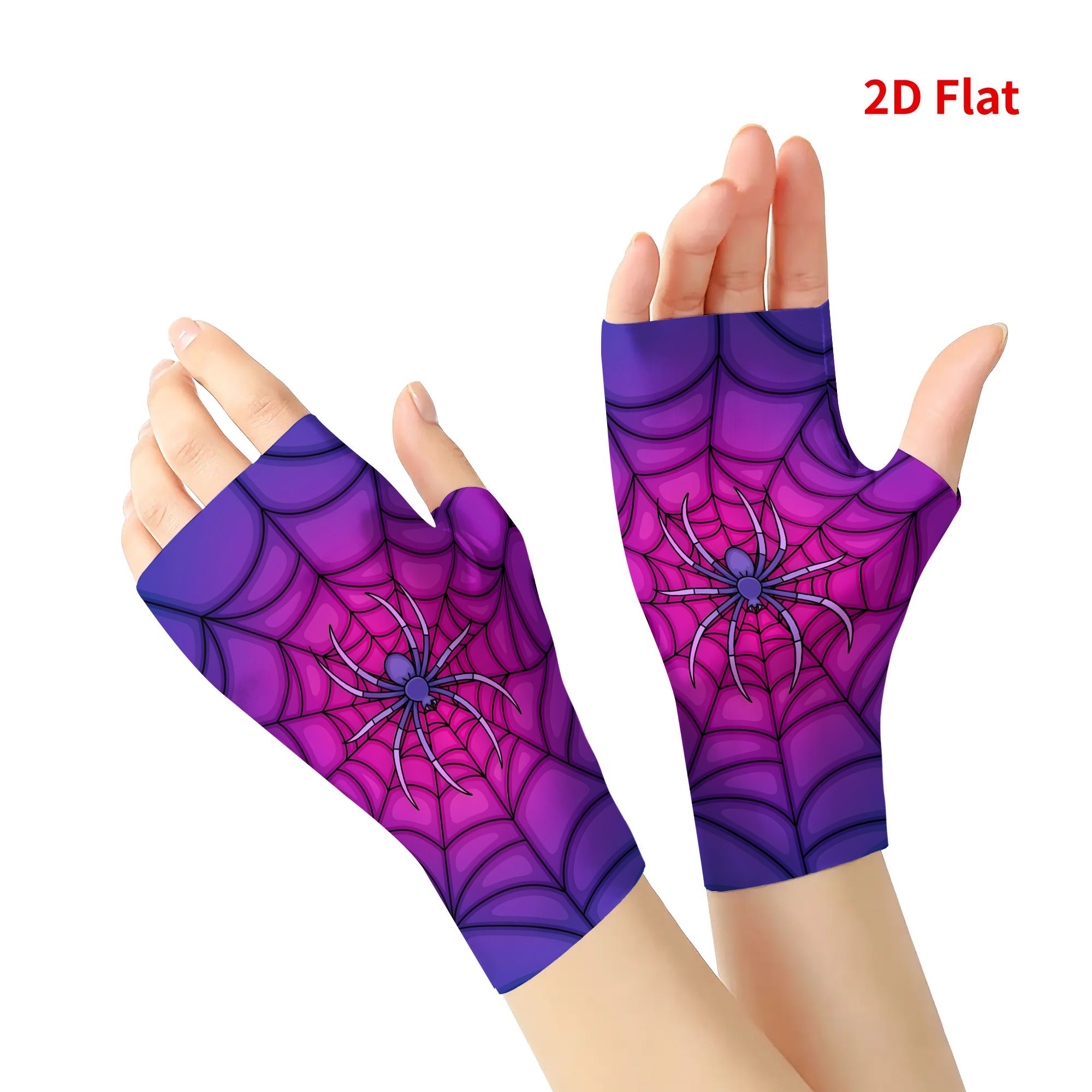 TEMU 2d Print Design Colorful Spider Patterns Thin Half-finger Gloves For Spring Summer Autumn Outdoor Activities