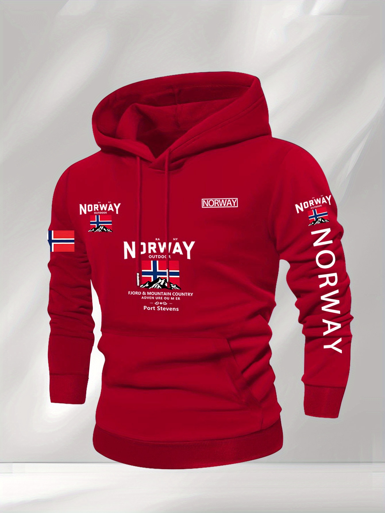 Sweatshirt met capuchon voor heren met Noorse vlag en design