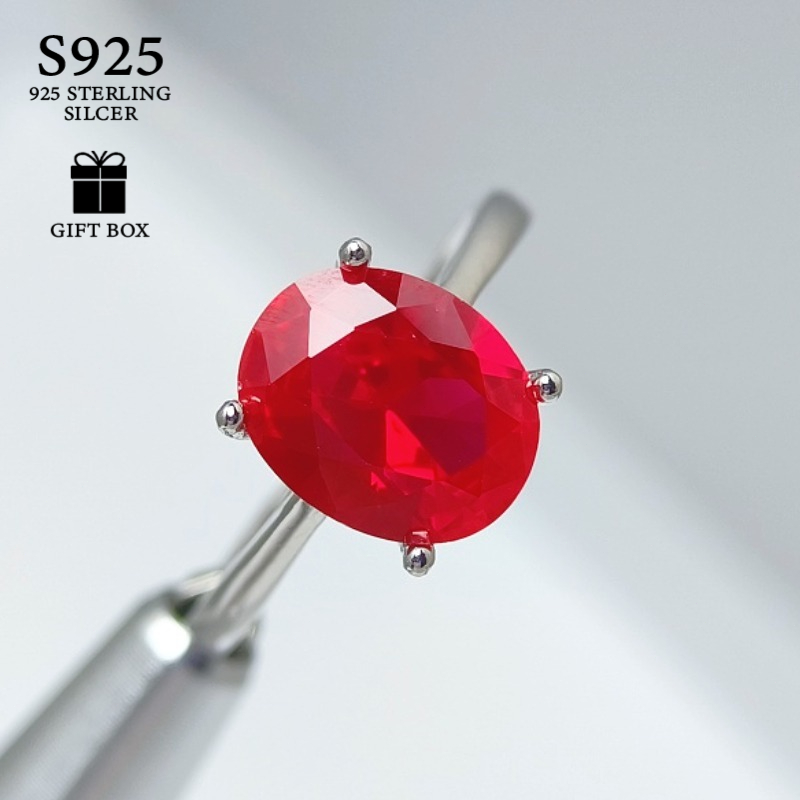 Women's 2/3 Carat Red Synthetic Faux Ruby Ring, Minimalist Design