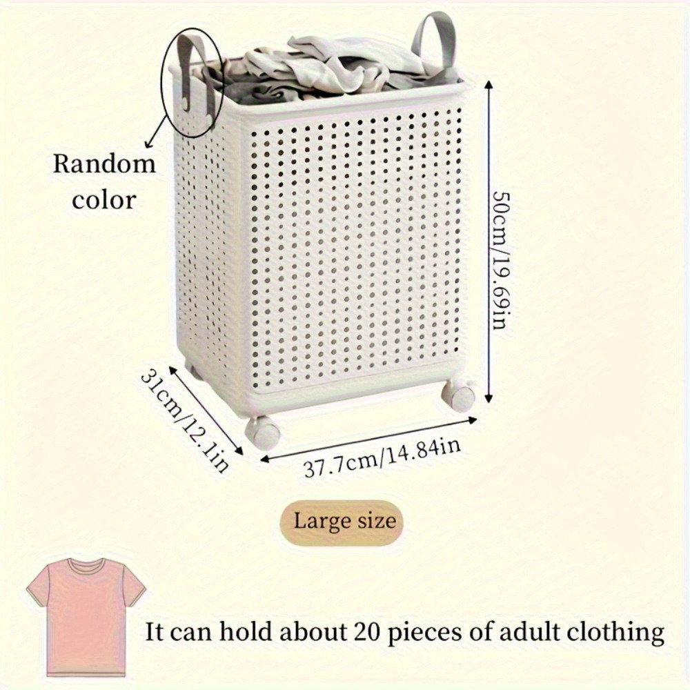 TEMU Large Collapsible Ceramic White Laundry Hamper With Wheels | Large White Hand Washable Laundry Basket Bathroom Dirty Clothes Storage For Laundry
