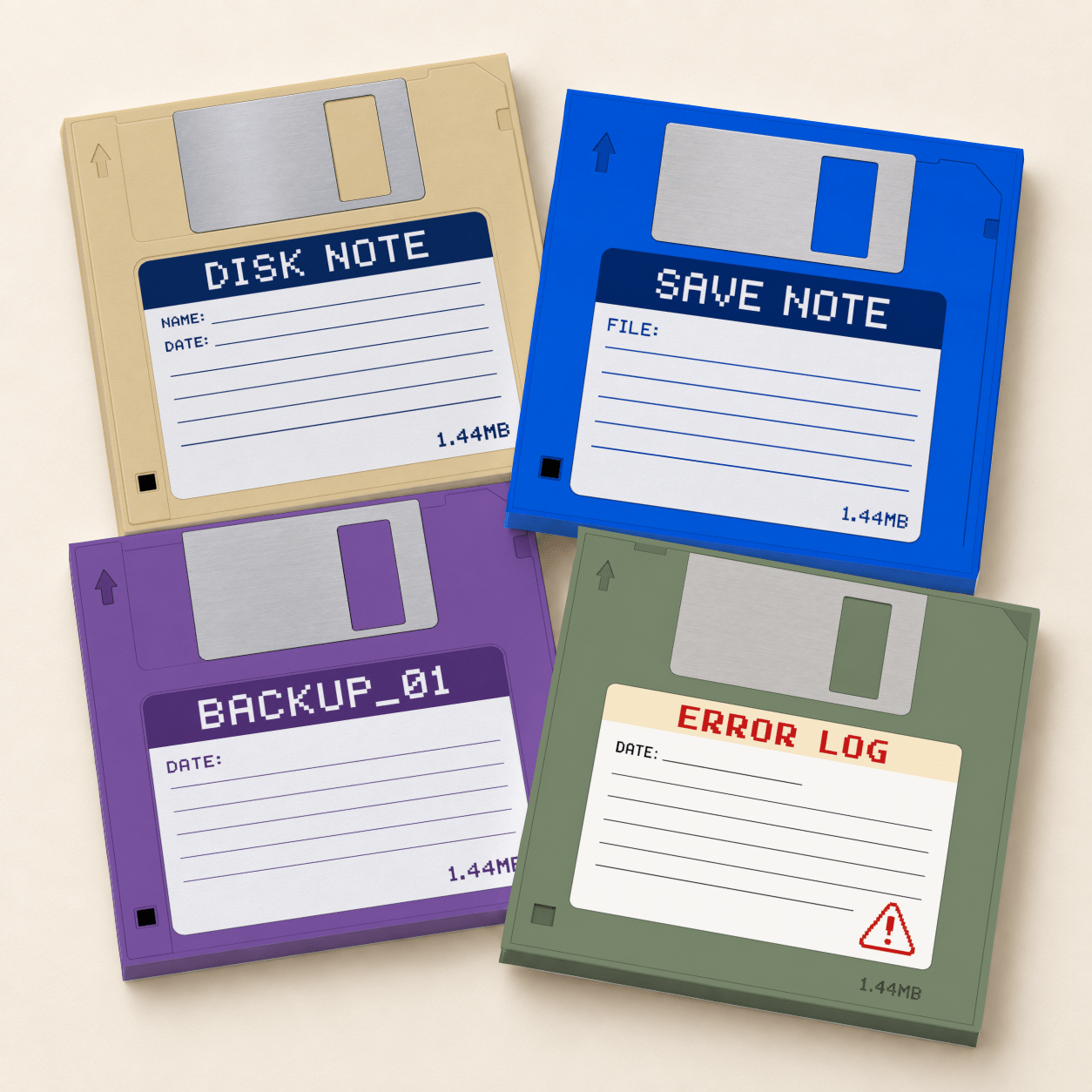 TEMU 4 Pack Retro Floppy Disk Sticky Notes Suitable For Coworkers & It Professionals, 4 Floppy Disk-shaped Memo Pads (50 Sheets Each), Vintage 90s