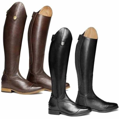 womens tall equestrian riding boots classic round toe with side zipper durable footwear for riding and stable use and great gift for women shoes