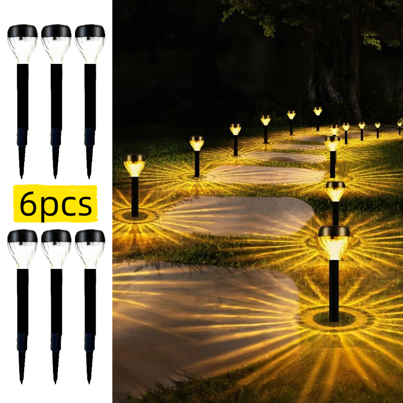 6pcs, Solar Pathway Lights Warm White And Cool White Options, Garden Lawn Walkway Decorative Lamp, Christmas New Year Holiday Ambient Lighting For Outdoor Yard