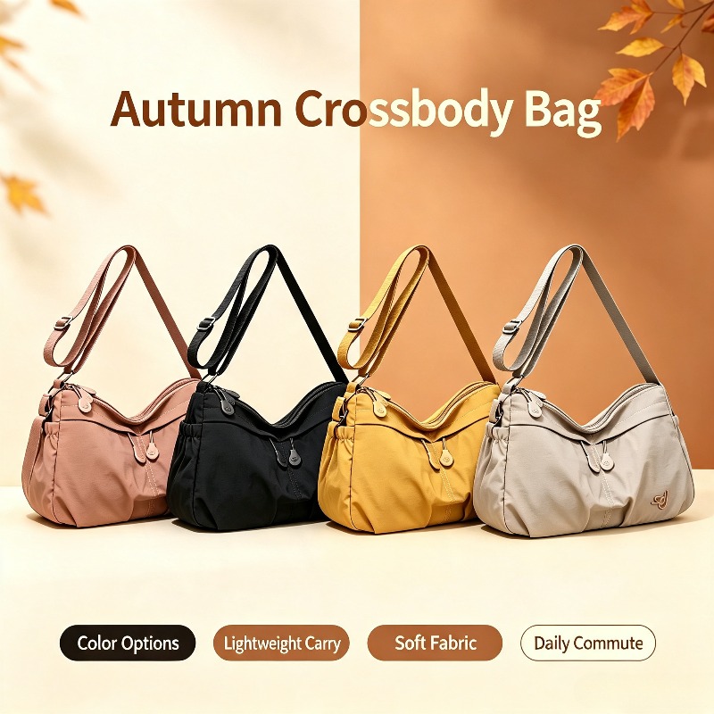crossbody fashion lightweight large capacity women s crossbody bag   versatile lazy style women s shoulder bag nylon cloth bag women s versatile outdoor lightweight travel bag Product details 1
