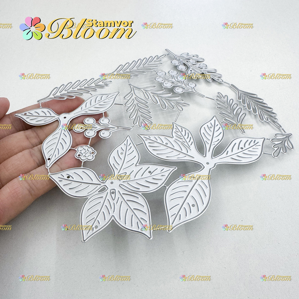 TEMU Moule Original Lovely Layers Fleurs et Feuilles de Noël pour Matrices de Découpe de Papier, Embossage, Poinçon pour Décoration de Fabrication de