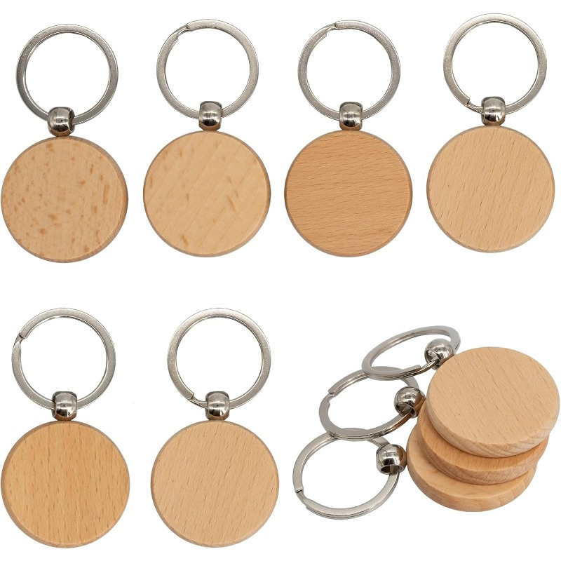 

10pcs Wooden Keychain Blanks - Engraving Key For Diy And Personalization