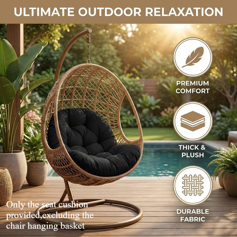 Indoor Outdoor Egg Chair Pad, Heavy Weight Fabric Durable, Soft Filling Like Clouds, User-Friendly Ties Fixation, for Study And Sunbathing, Suspended Seating Mat