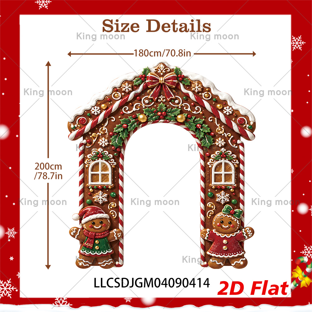 TEMU 2d Flat, 2d Flat - 2d Flat, 2d Flat - 2d Flat Banner, 1pc Christmas Gingerbread House Arch Banner, Polyester Material, Size