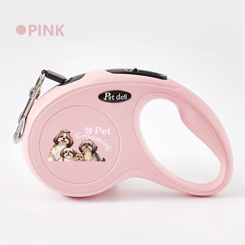TEMU Automatic Retractable Leash With Shih Tzu Family Portrait Pattern, Leash Length, Universal For Small To Medium Cats And Dogs, 360Â° -free Dog