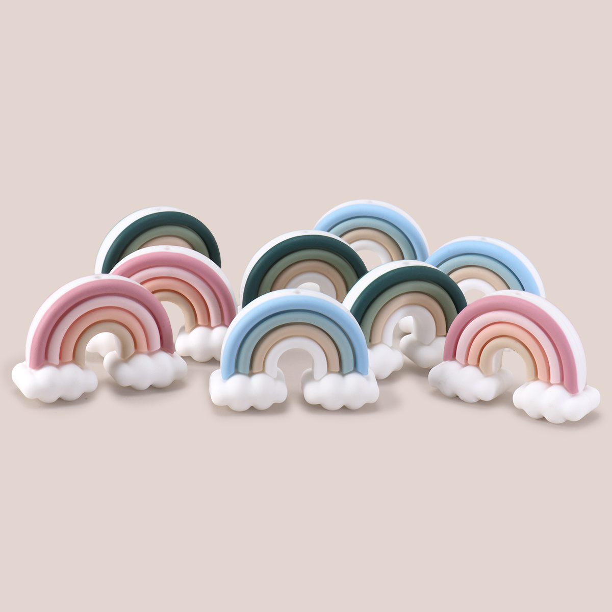 9pcs 3d Rainbow Shaped Silicone Beads, Multi-use Charms - Decorate Lanyards Bag Charms Phone Pendants Gift For And
