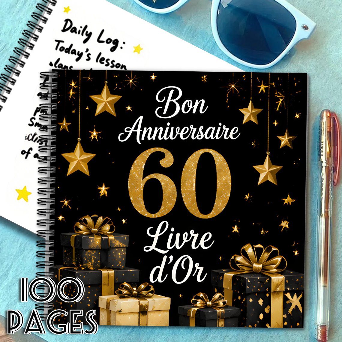 TEMU 1pc 'or pour 60e anniversaire, livre de messages et de , cadeau idéal pour ami et famille, convient à diverses célébrations, 'Or