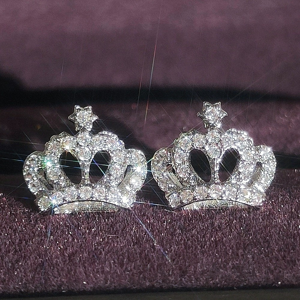 TEMU Boucles d'oreilles clous pour femme avec couronne de luxe en synthétique - d'avril, adaptées pour , les fêtes, de Saint-Valentin, bijoux