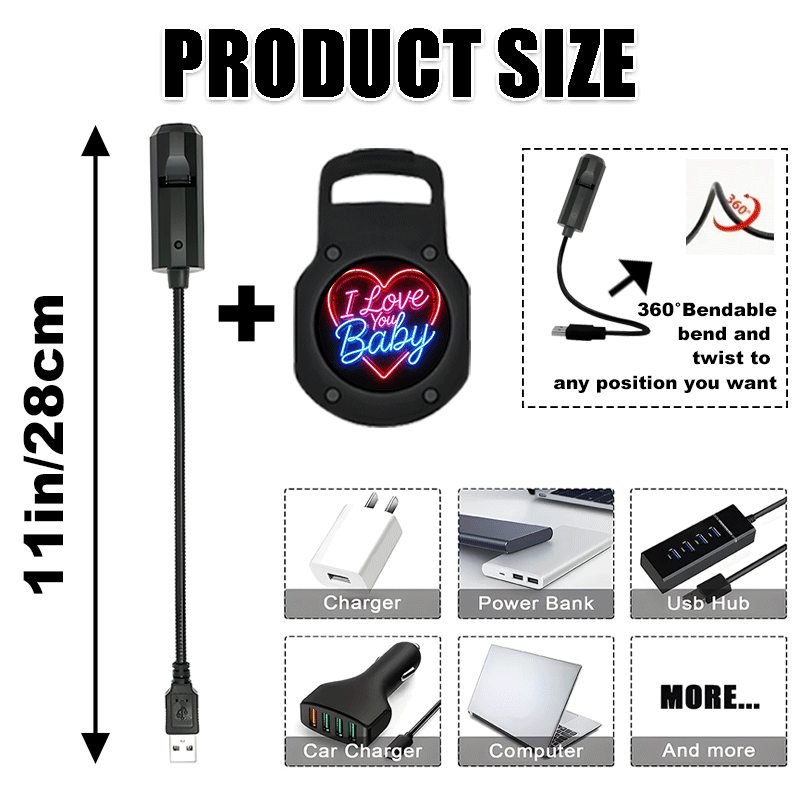 TEMU 1pc Portable Led Projector With Heart & "" Text - 360° Rotatable Ceiling/desk Suitable For, Valentine's Day Gift, Bedside - Plastic Light