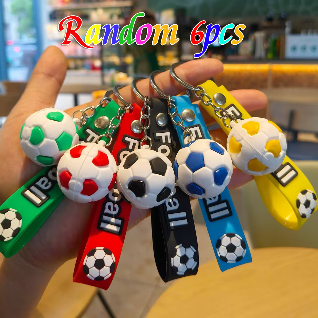 TEMU 6pcs Soccer Keychain, Cannot Be Pinched, Hard, Cute Keychain Set, Not A Toy, Bulk Key Chains, Gift Bag Filler, Inspirational Football Keyrings