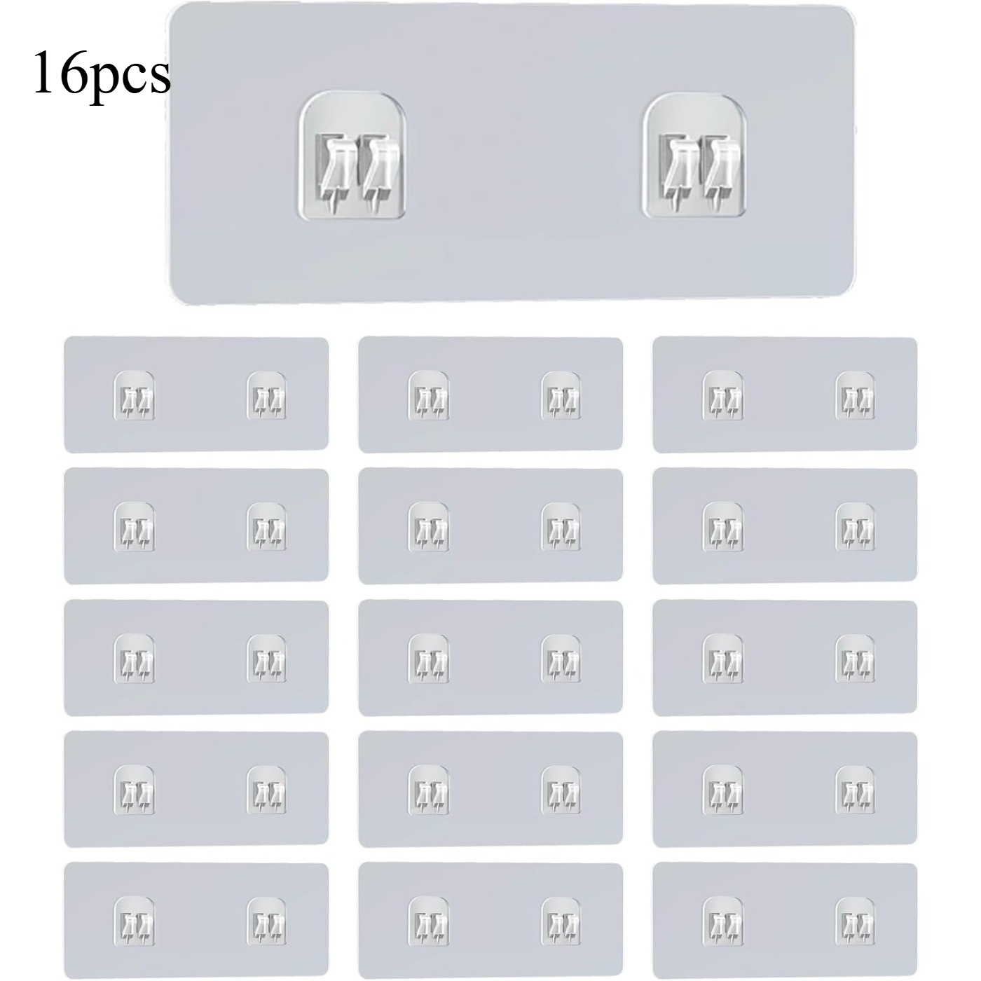 TEMU 16pcs Shower Room Adhesive Replacement Pads, Strong Transparent Sticky Hooks, No-drill Wall Mount Adhesive For Bathroom Shelves, Corner Baskets,