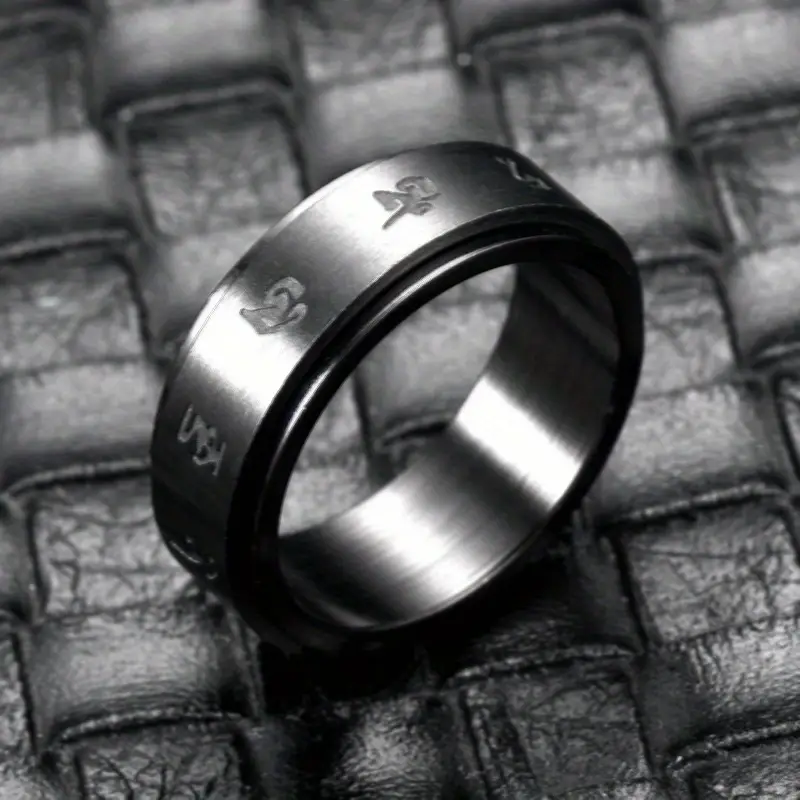 black engraved rotating ring suitable for american thanksgiving and christmas a trendy and accessory Product details 0
