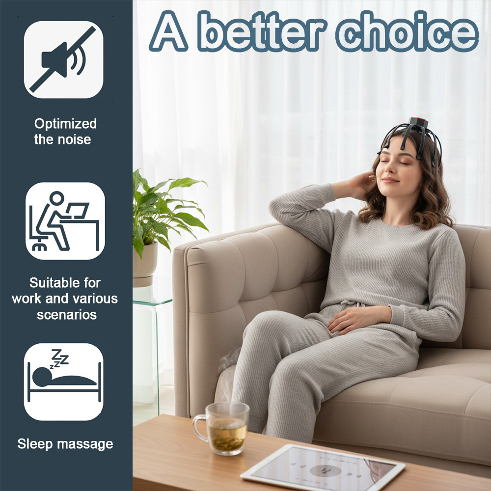 Masajeador Eléctrico de Cuero Cabelludo de 10 Dedos, Recargable por USB - 3 Ajustes Regulables - Masajeador de Vibración Portátil. Un Regalo Ideal para el Día de San Valentín, Día del Padre o Día de la Madre