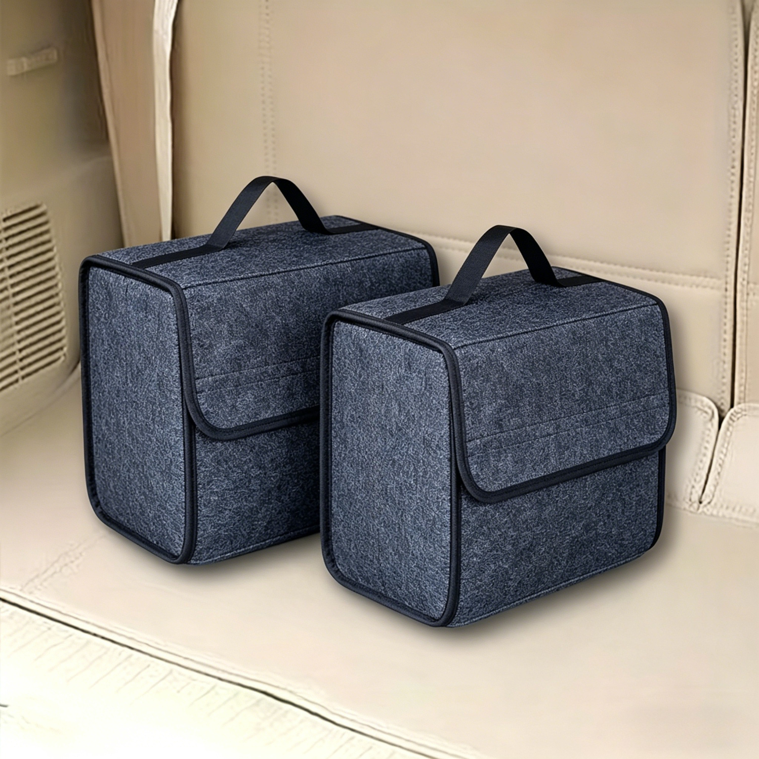 2pcs Car Storage Boxes, Felt Small Trunk Organizer Portable Foldable Vehicle Storage Box