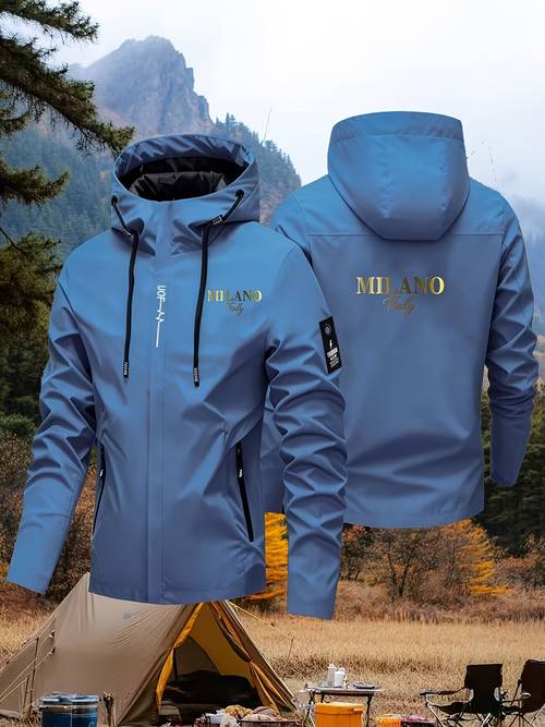 mens 3 in 1 outdoor jacket for hiking camping commuting and casual wear multi purpose coat with letter print