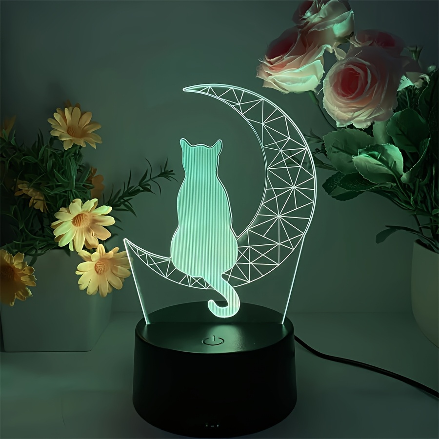 modern moon cat model led small table lamp bedroom and study decorative lamp night light holiday gift for friends compatible with laptop usb lamp usb interface electronic lamp computer accessories usb gadget Product details 0