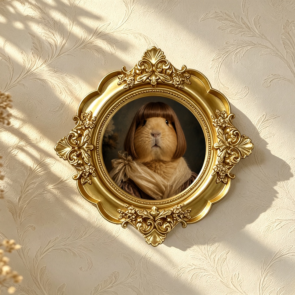 TEMU Ornement Décoratif Portrait de Lapin Vintage, Ornement Suspendu, Décor Relief 3D Victorien Doré , Souvenir Élégant pour Arbre de Noël,