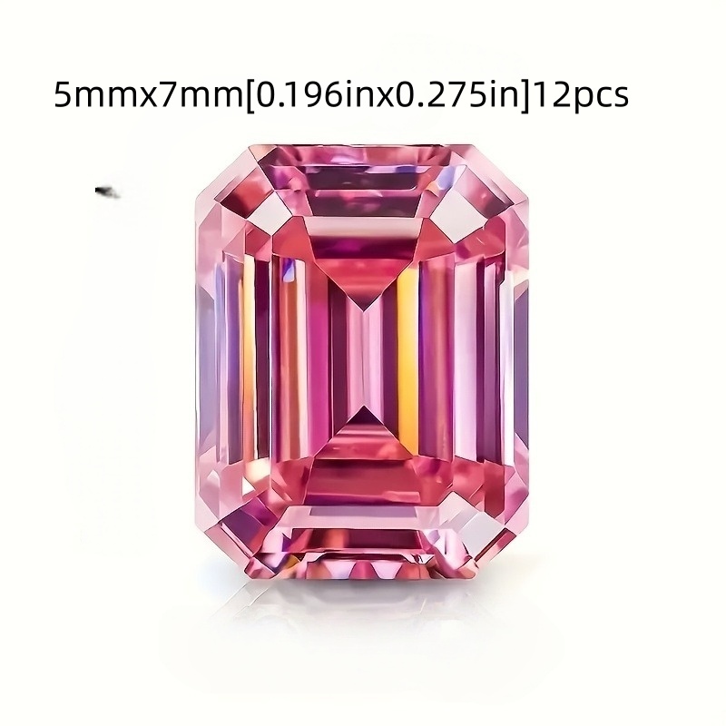 12 Rectangular Cherry Red Emerald Cut Synthetic Gemstones