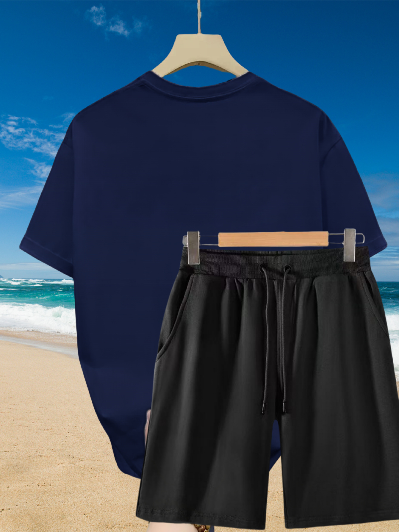 2pcs Men'S Summer Casual Outfit: Relaxed Fit Cotton T-Shirt & Drawstring Shorts Set - Floral Graphic Printed - Sporty, Comfortable, Beach-Ready, Summer Shorts, for Daily & Weekend Casual Wea