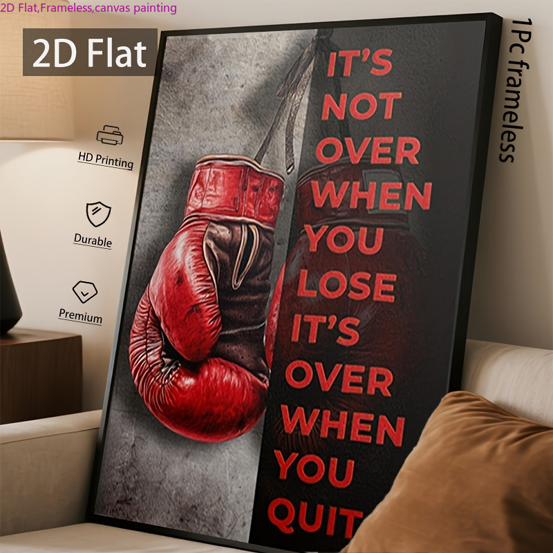 TEMU 2d Flat, 2d Flat, Frameless 2d Canvas Art, Posters And Prints, "never Give Up" Inspirational Poster Wall Decor - Red And Theme, Wall Art,