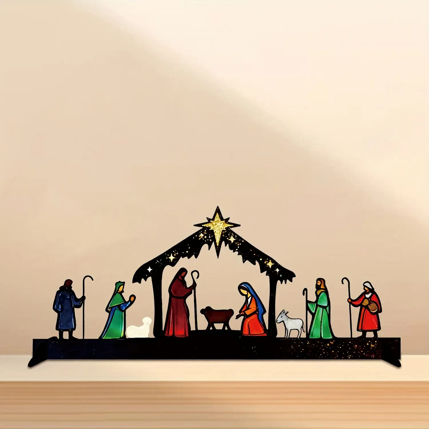 TEMU 1pc Birth Scene Acrylic Christmas Decoration, Christmas Decor, Holiday Decor, Living Room And Office Decorative Art, Ideal Gift, Tabletop