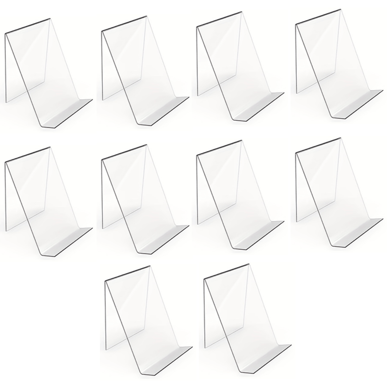 10pcs Acrylic Display Stand For Books, Albums & More - Clear Easel Holder For Comics, Magazines, Cds - Perfect For Home Decor, Transparent Bookshelf, Newspaper