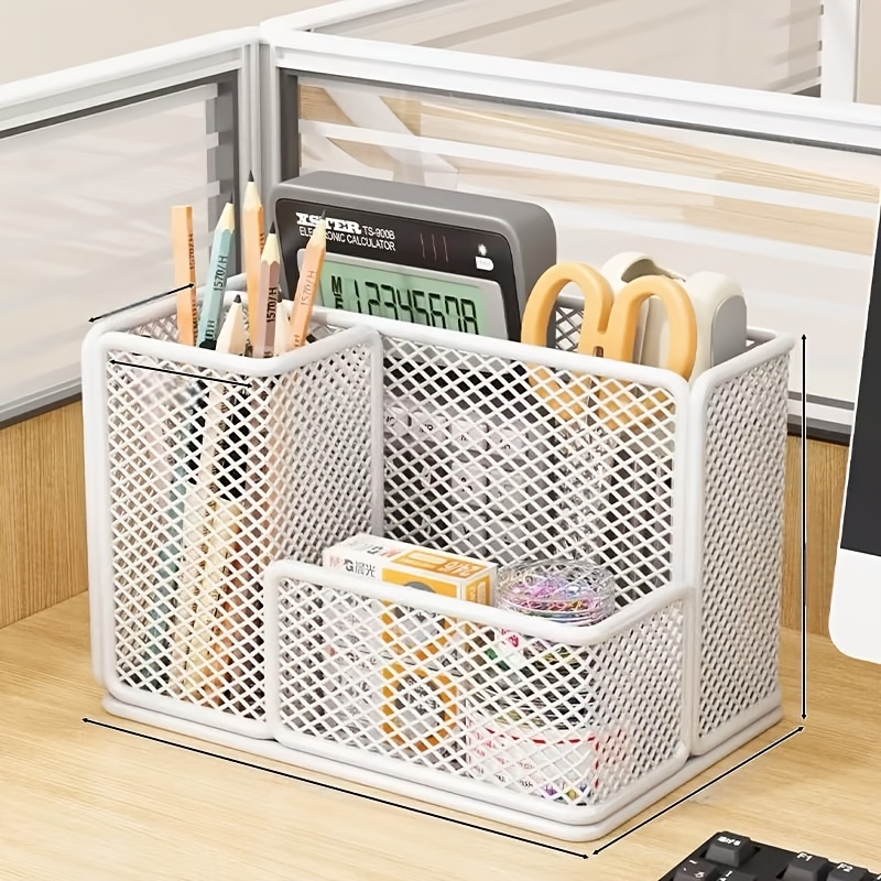 3 slot metal storage box carbon steel painted end multi functional organizer for office supplies desk stationery cosmetics and remote controls essential for home offices and dormitories Product details 0