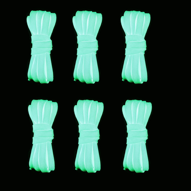 E-shop 12 Stück (6 Paare) Leuchtende flache Schnürsenkel, verdicktes Nylonmaterial, rutschfest, maschinenwaschbar, in der Dunkelheit, batterielos, und