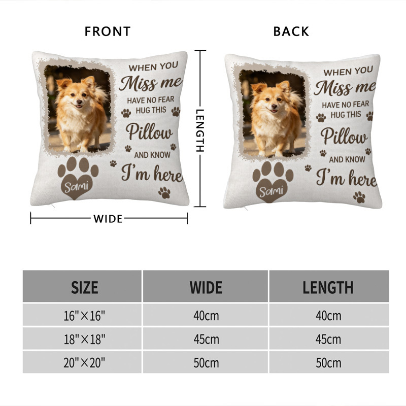 TEMU 1pc Personalized Dog Memorial Photo Pillow Cover - Custom Pet Picture Cushion Case With Zipper Closure, Suitable For Sofa Couch Bedroom, Machine
