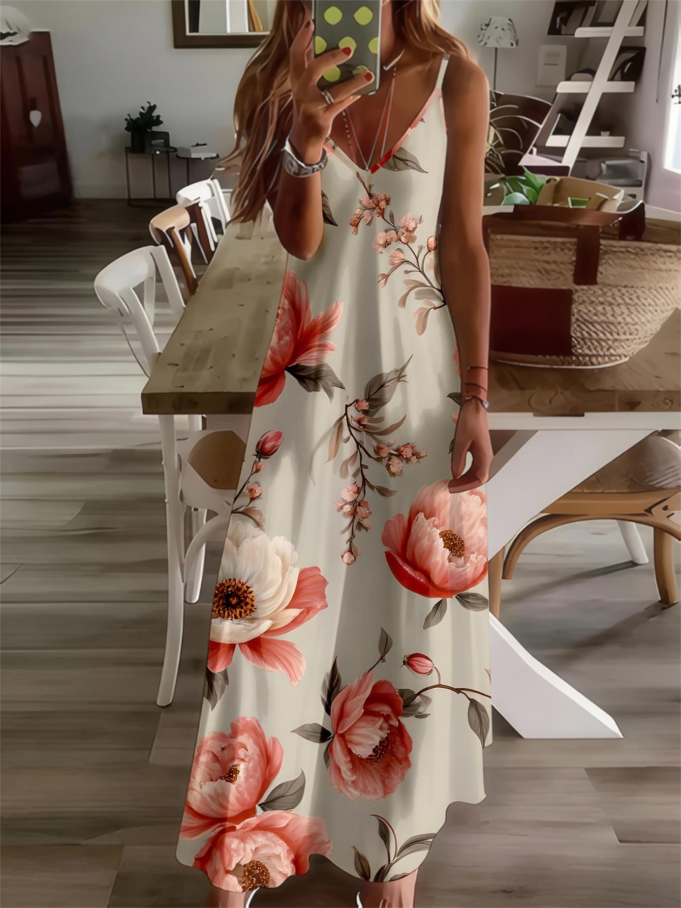 long flowy boho dress sold on Temu United States