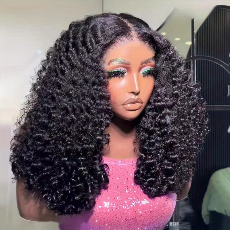 TEMU Perruque Brésilienne en Cheveux Humains 150% - Bob Bouclé à Dentelle Frontale Pré-épilée, Perruque Courte HD Adaptée à Tous Types de Peau, Ligne