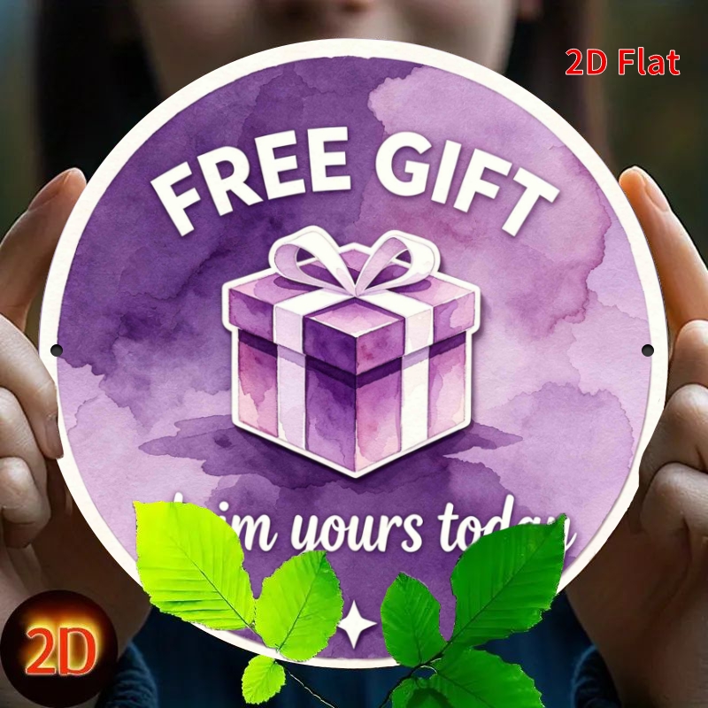 TEMU 2d Flat, 2d Flat Decorative Sign, Single Round Acrylic Hanging Decorative Sign With The Theme "claim Your Free Gift," Suitable For , , And Wall