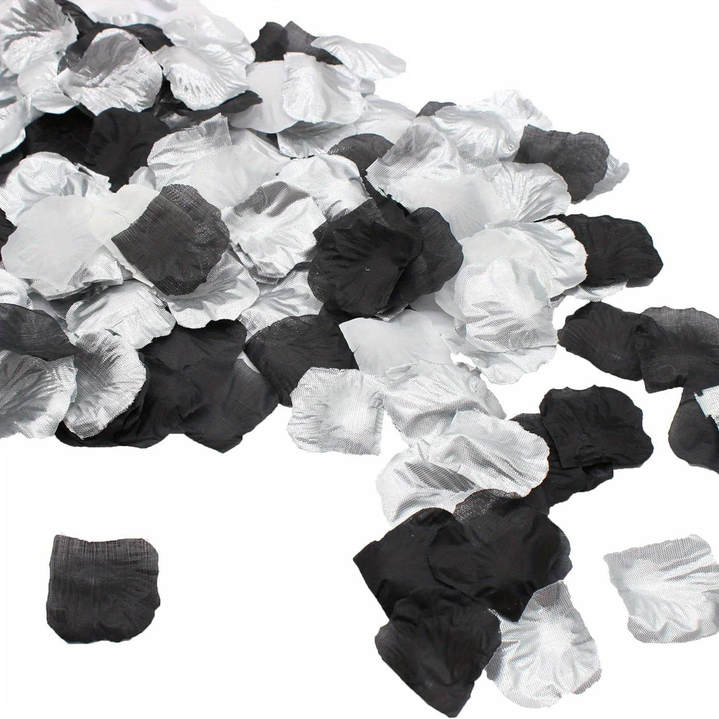 

300pcs Of Silver, Black, And White Artificial Flower Petals, Rose Petals, Decorations For Wedding , Scattered Flowers For Tables, Party Favors, And Home Decor.