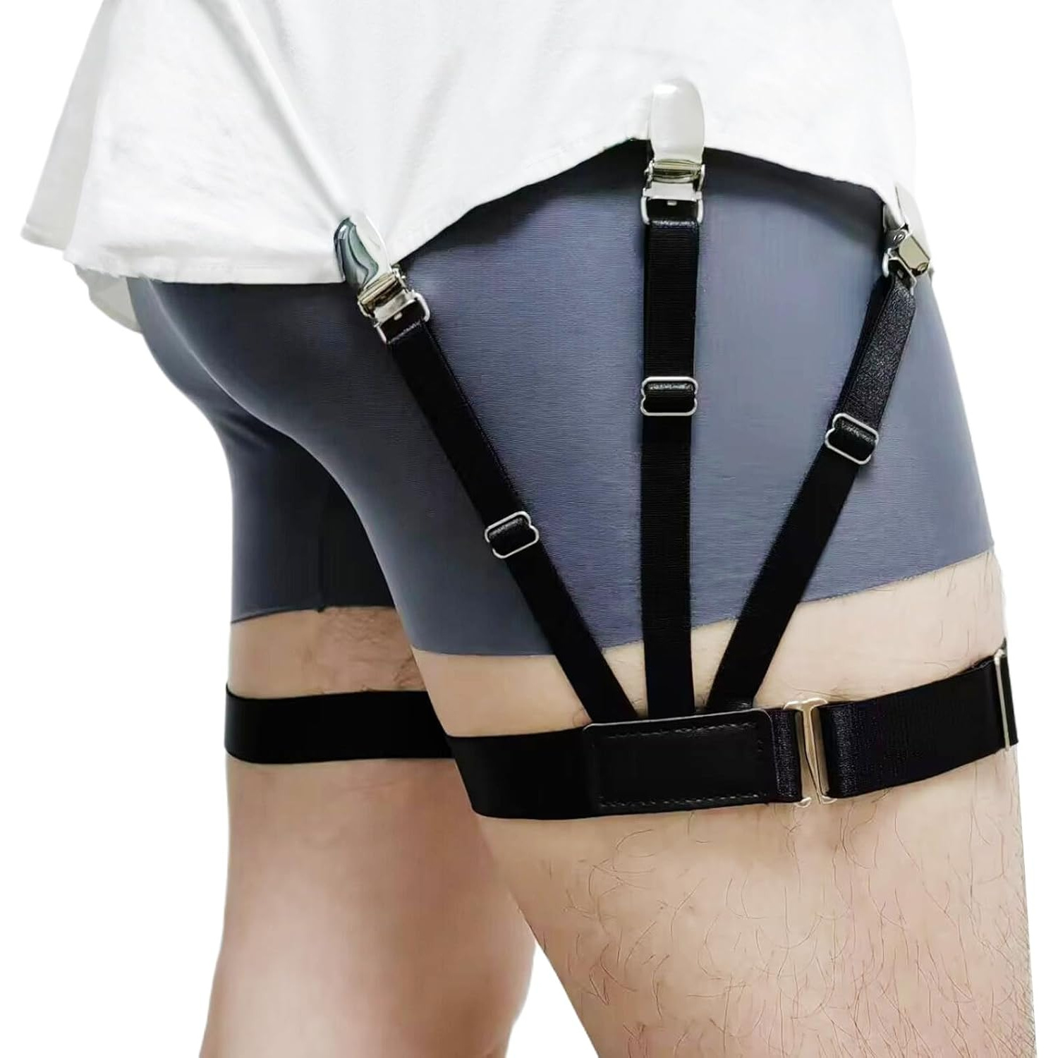 3.0 Upgrade Shirt Clips Suit Additions Men, Shirt With Elastic Adjustable Garter