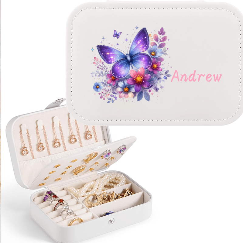 Personalized Sparkle Glitter Butterfly Jewelry Storage Box