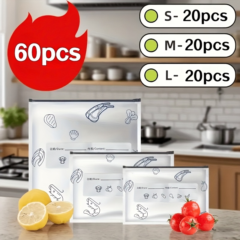 TEMU 60/20pcs Heavy Duty Aluminum Foil Sealing Bags (large + Medium + Small) - Self-sealing, Airtight Food Storage Bags, For Organizing And Storing