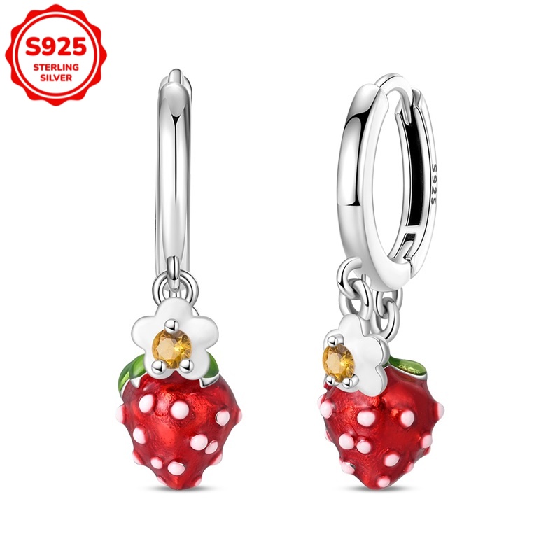 Image of 925 Sterling ' Hypoallergenic Strawberry Sweetheart Earrings, Exquisite Earrings, Elegant Gift For Her
