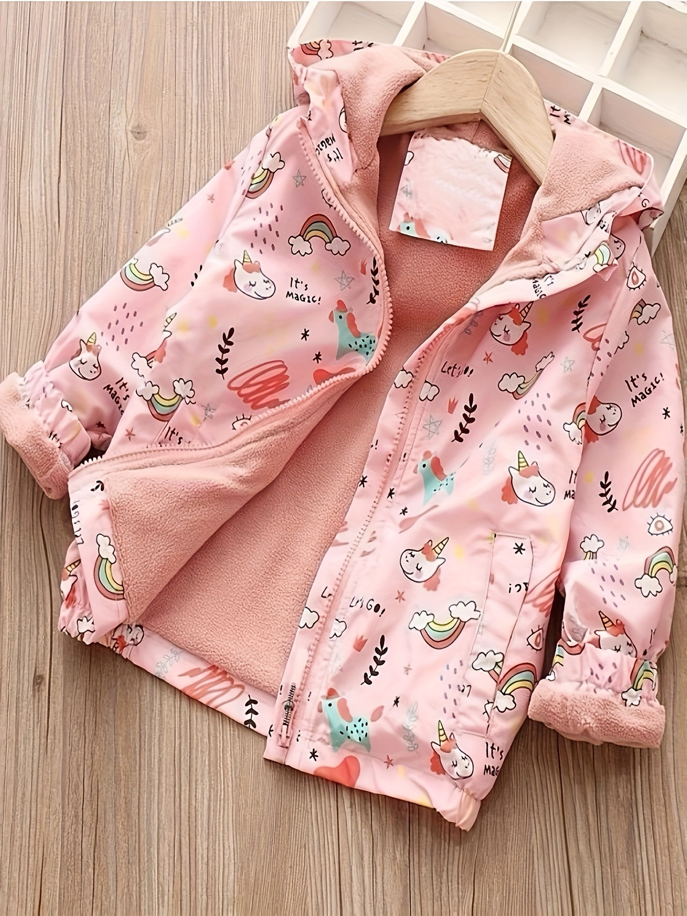 Girls' Warm Lined Double Layer Hooded Coat