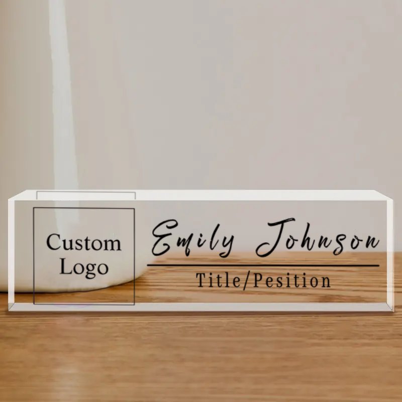 

Custom Acrylic Desk Name Plate With - Personalized Office Decor Sign For Or Company, 20x6cm