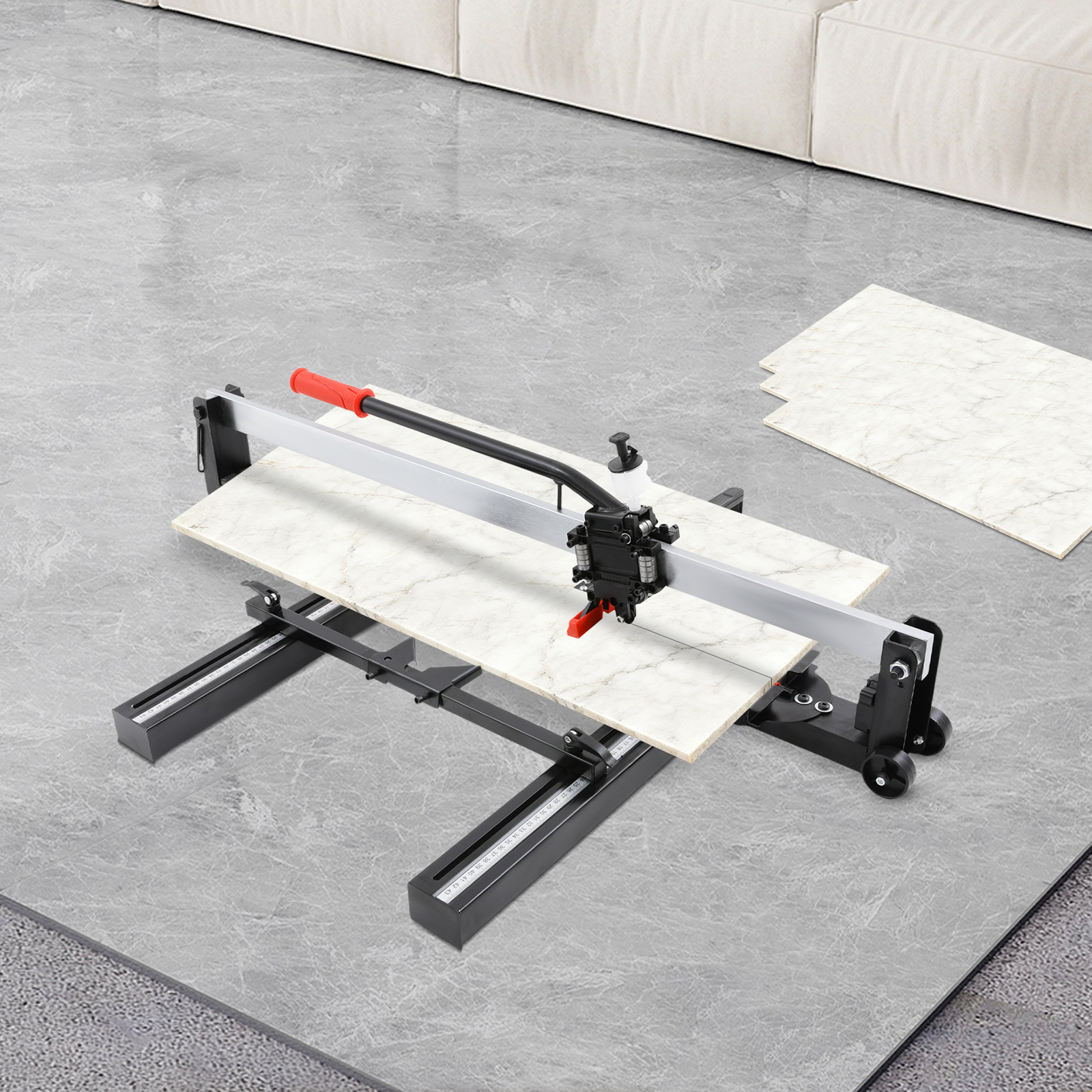 Image of Manual Tile Cutting Tool 800mm Manual Tile Cutter Manual Tile Cutter Ruler Triangular Locator Wheels Retractable Ruler Holder For Workshop Industrial Tile Cutting