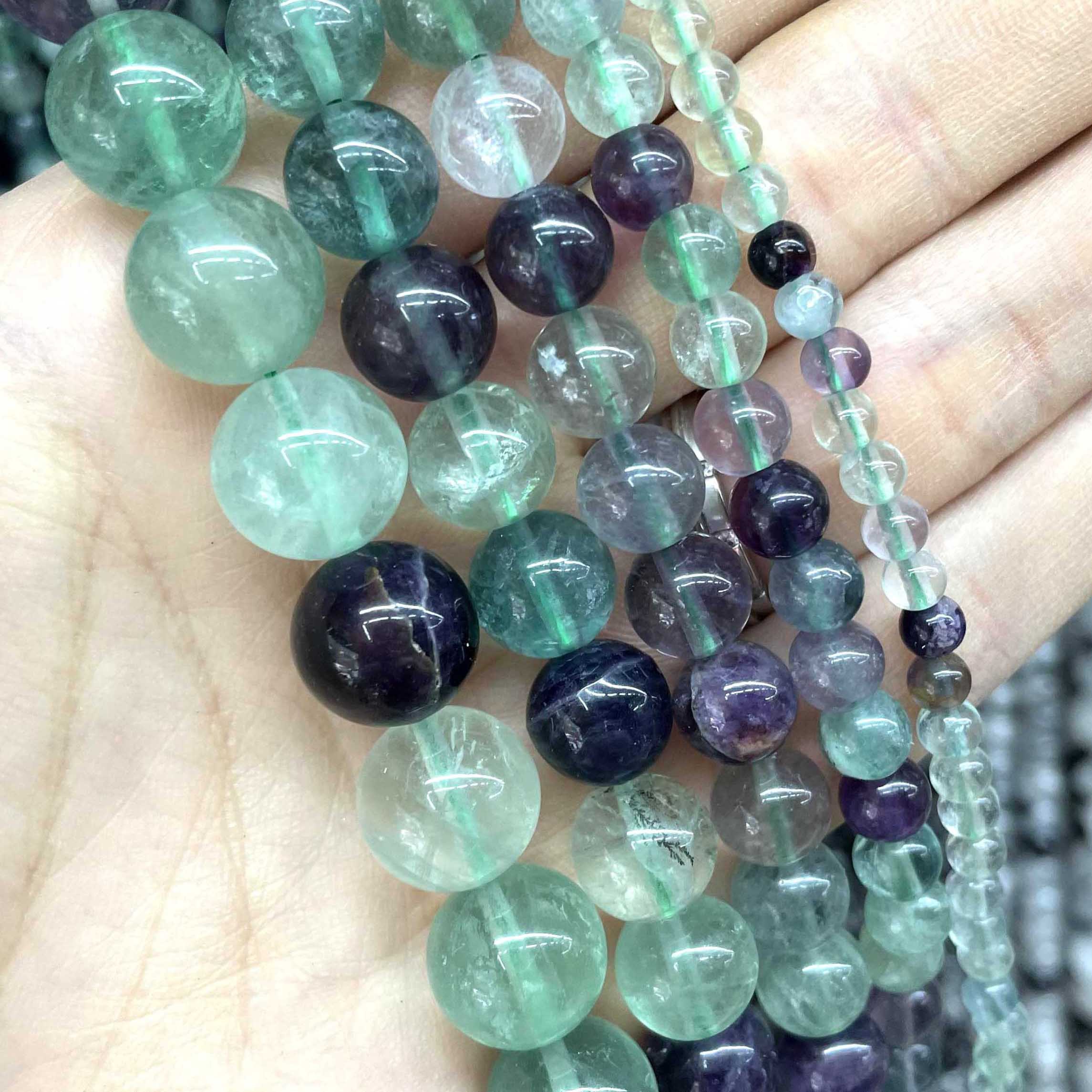 

Round Loose Beads Made Of Fluorite Quartz, Measuring 4-12mm, Diy Bracelet Jewelry Crafting.