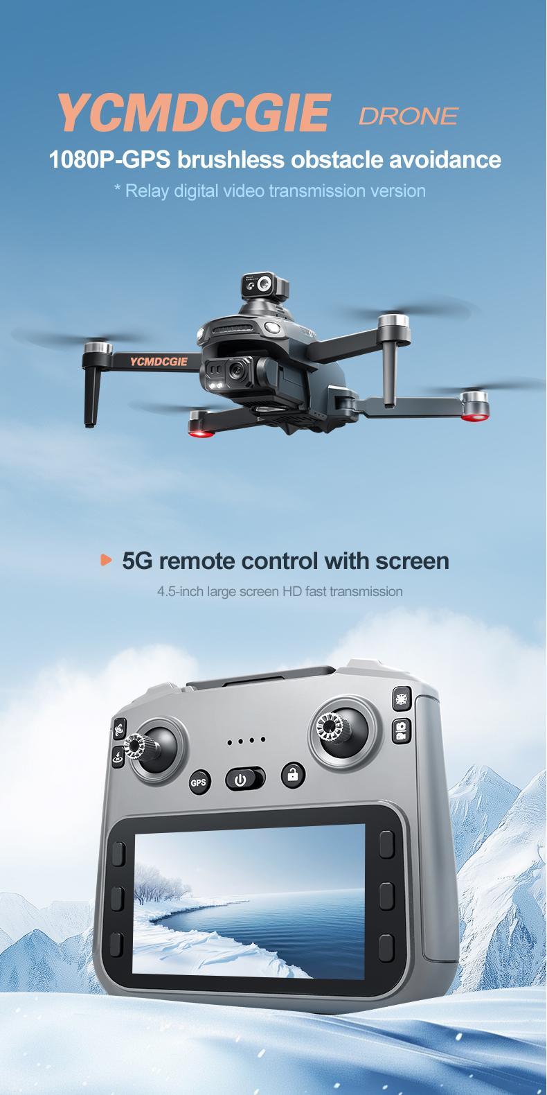 [5G Dual-mode Folding Drone]4K Optical Flow GPS Drone with WIFI FPV | Servo Gimbal Stabilization + Dual-lens Switch Aerial Photography | Two Batteries for 50-minute Long Battery Life + Omni-directional Obstacle Avoidance | USB Charging, Smart Follow/ One-key Return, Easy to Operate | Ideal Gift for Men/ Birthdays/ Festivals