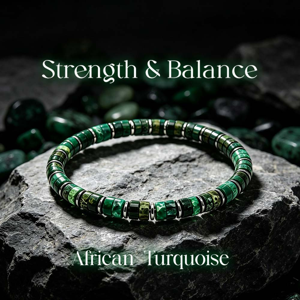 TEMU Bracelet plat Heishi élastique 1 pièce, perles de de turquoise africaine et entretoises en métal, accessoire de poignet unisexe pour un , cadeau